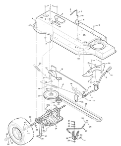 Motion Drive Diagram and Parts List for 40706A 1996 Briggs and Stratton Lawn Tractor